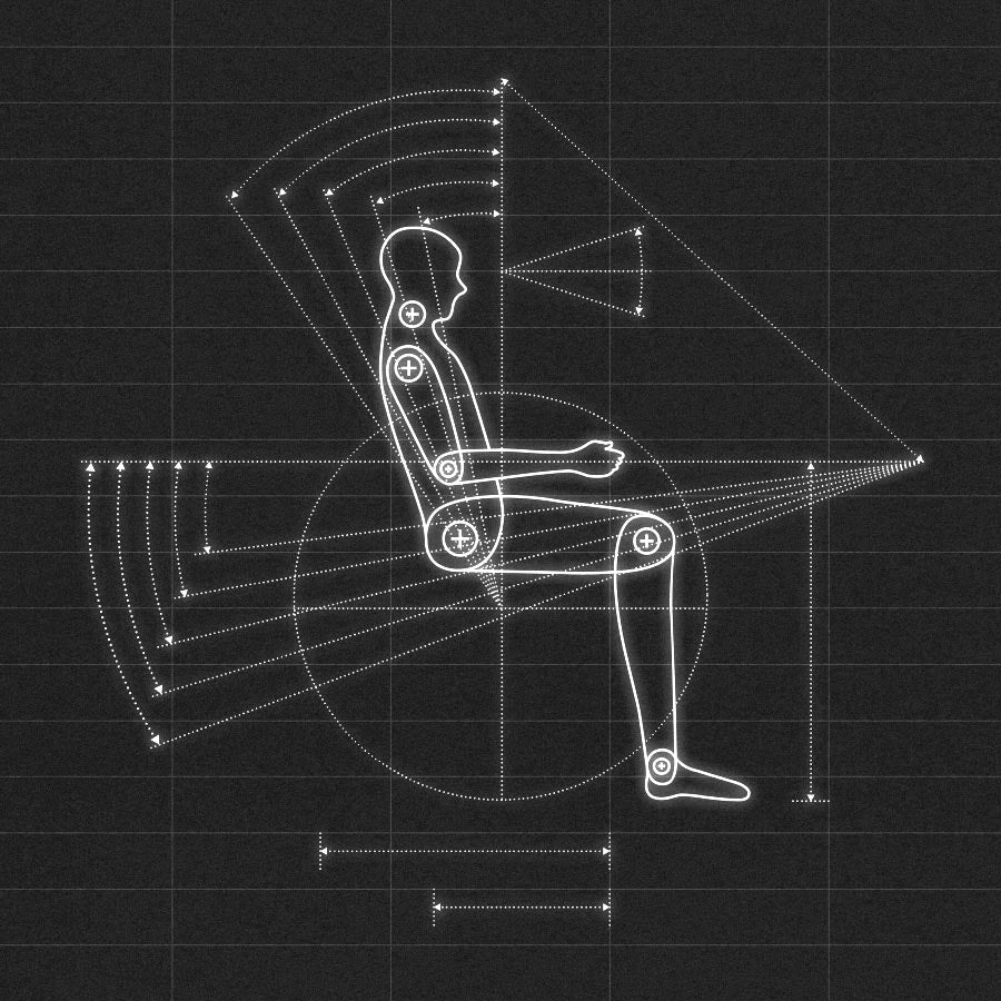 Mekanisk diagram af en person i siddende stilling